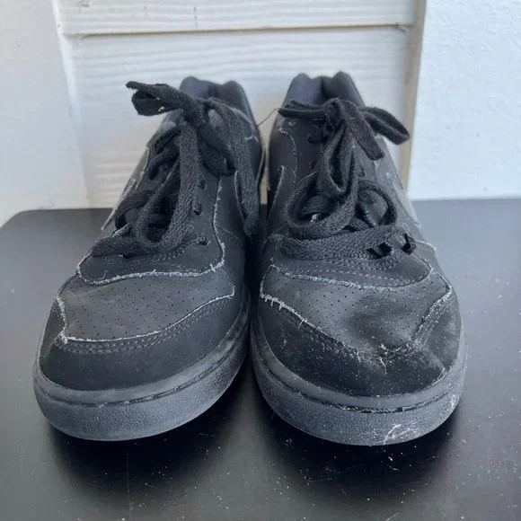 Nike Kids Court Borough Low 2 Grade School Black Shoes Sneakers Size 3.5 - Picture 5 of 12